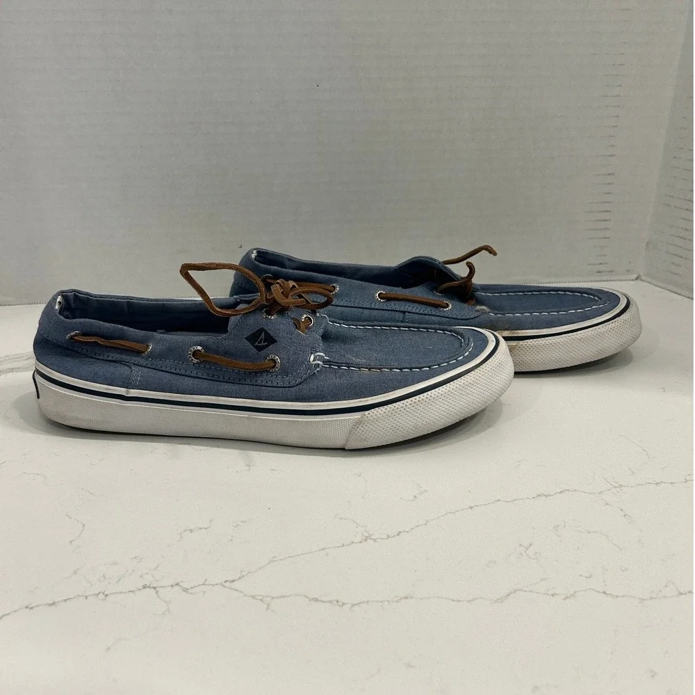 Sperry Top-Sider Bahama II Boat Shoes Sneakers Mens 9 Chambray Blue Canvas